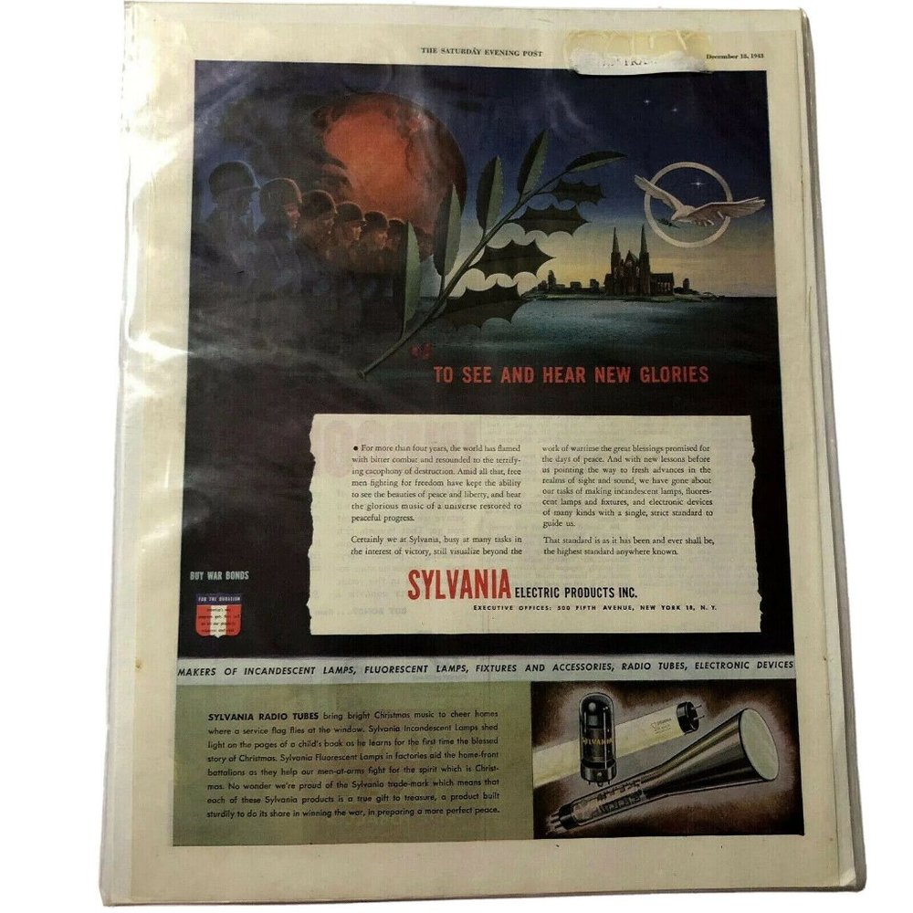 Saturday Evening Post 1943 Sylvania Electronics Ad